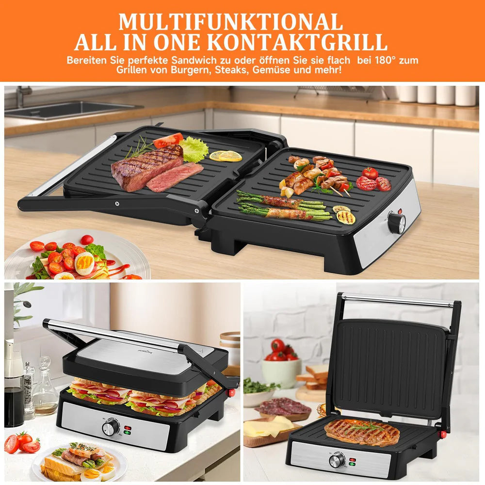 Kontaktgrill Sandwichmaker Panini Grill 2200W HOMELUX 34x23CM