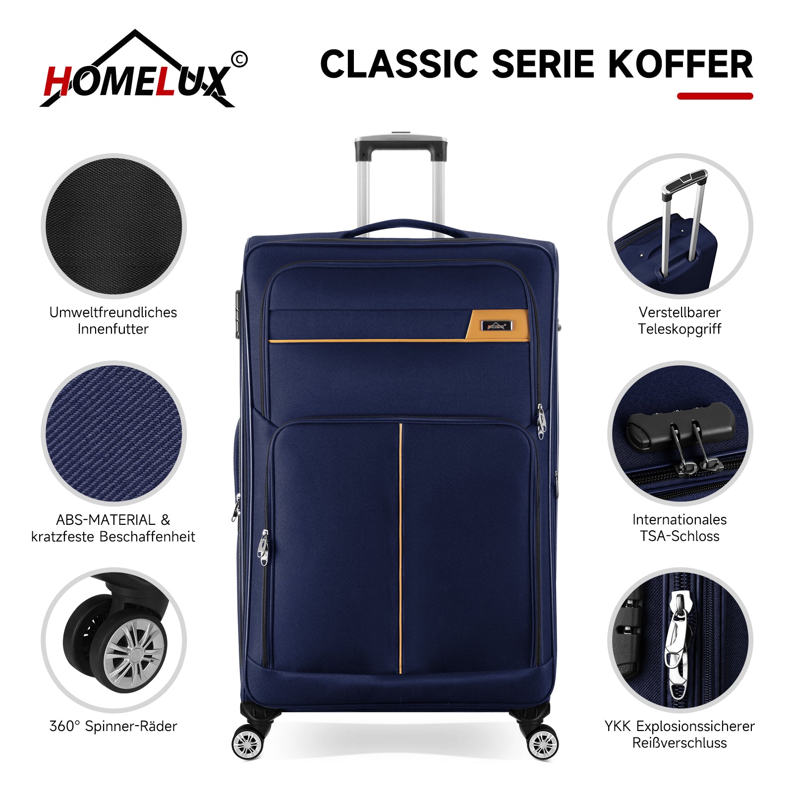 HOMELUX Trolley-Koffer: 4-teiliges Set in Größen S, M, L, XL