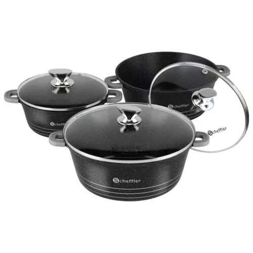 Pot set with glass lid cooking pot set induction pots set, 2.2L/24cm, 4L/28cm, 6L, pots set, with non-stick coating