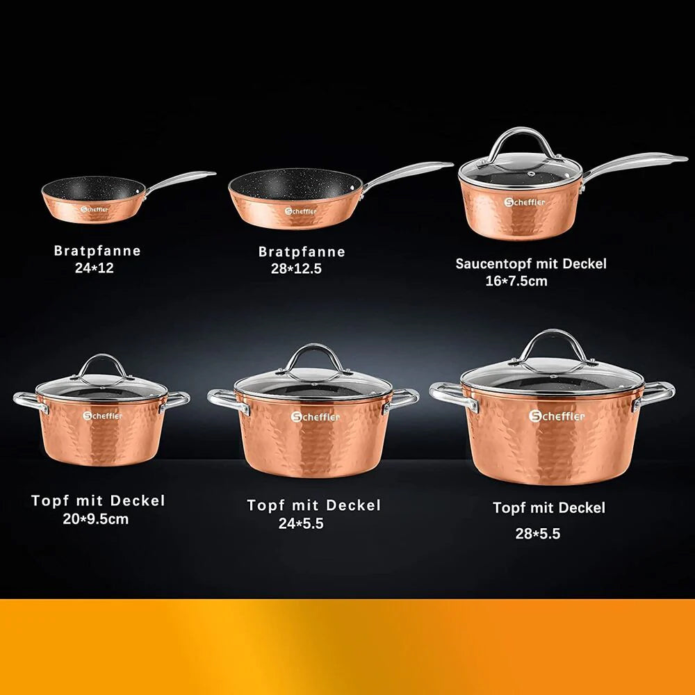 15-piece induction cooking set with ultra non-stick coating. Durable aluminum dualble cookware Dishwasher safe &amp; safe 