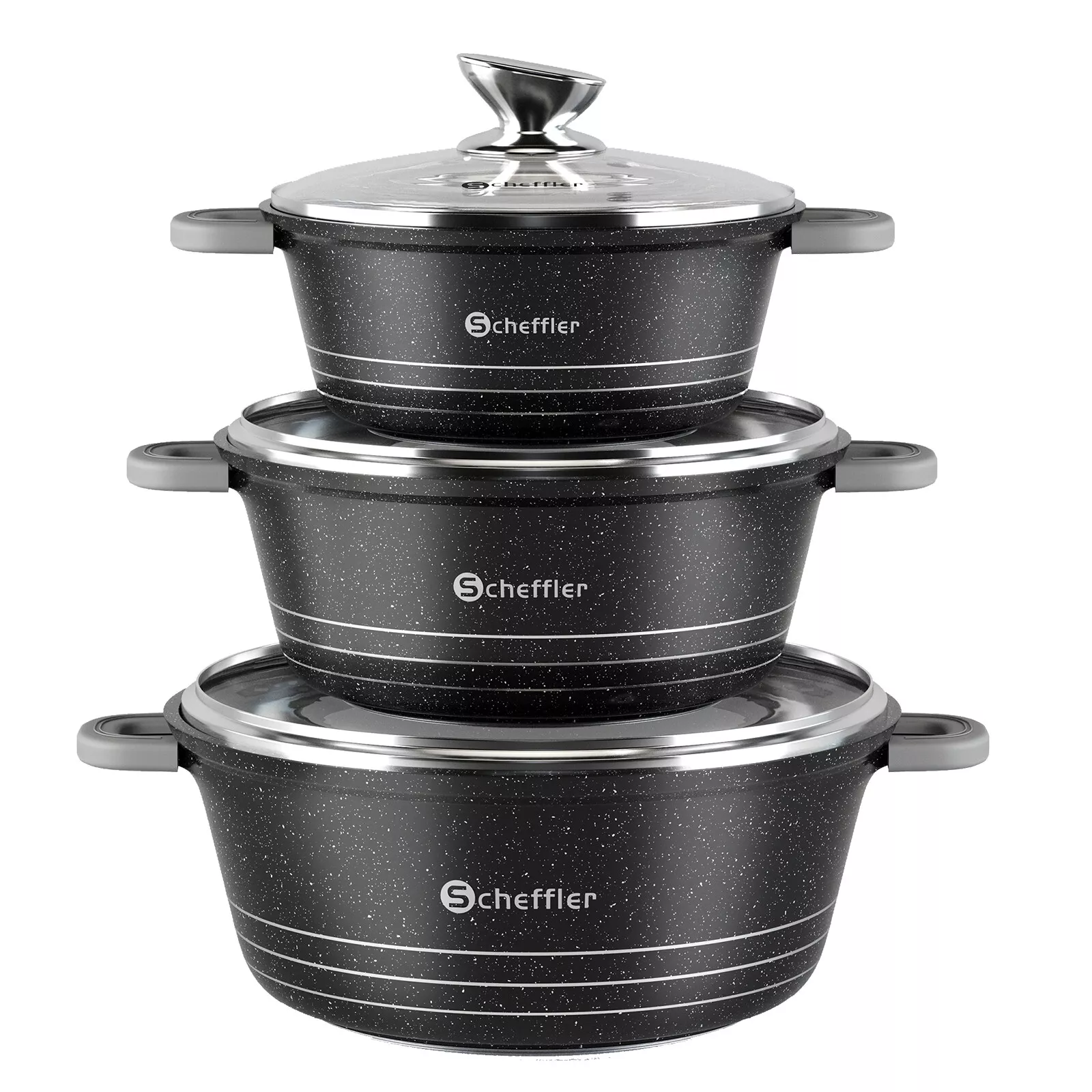 Pot set with glass lid cooking pot set induction pots set, 2.2L/24cm, 4L/28cm, 6L, pots set, with non-stick coating