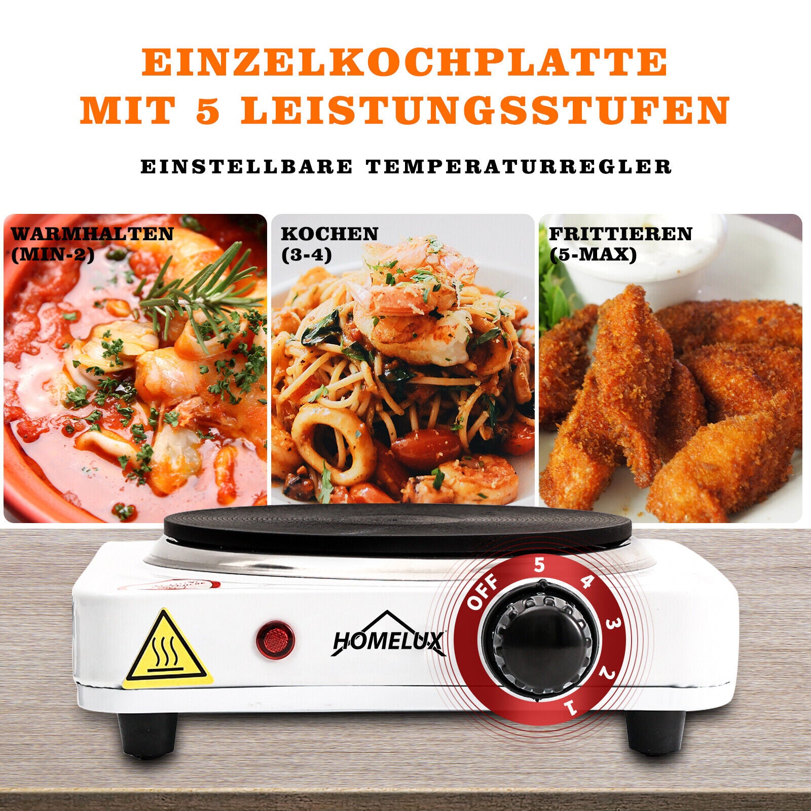 Einzel Kochplatte Kochfeld Tragbar 1000W 1500W Camping Griffe