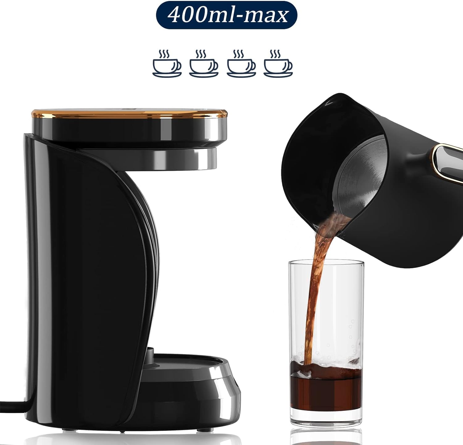 HOMELUX 400ML Turkish Coffee Maker, 500W, Electric Coffee Maker, with Measuring Spoon, Office &amp; Home, One-Touch Control 