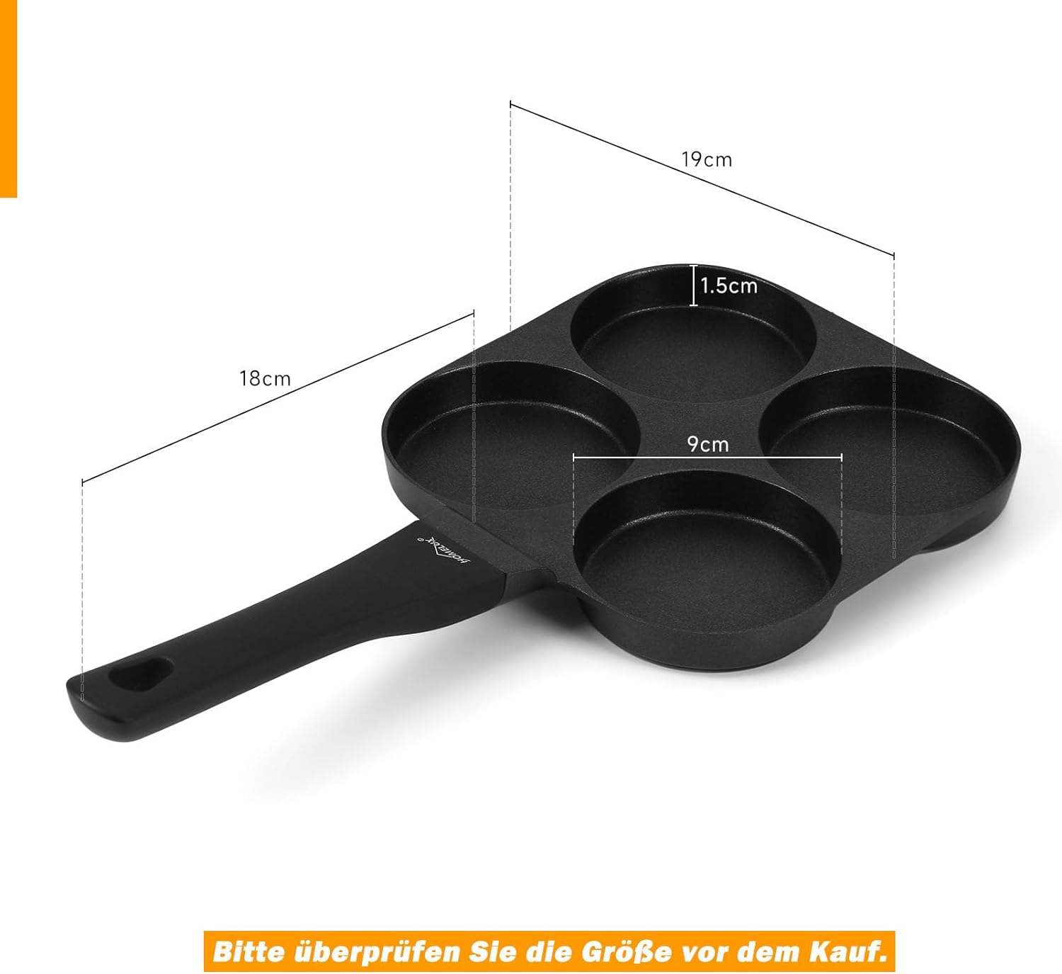 HOMELUX pancake pan 19CM, cast aluminum coating, for all types of stoves including induction. Perfect for fried eggs and pancakes 