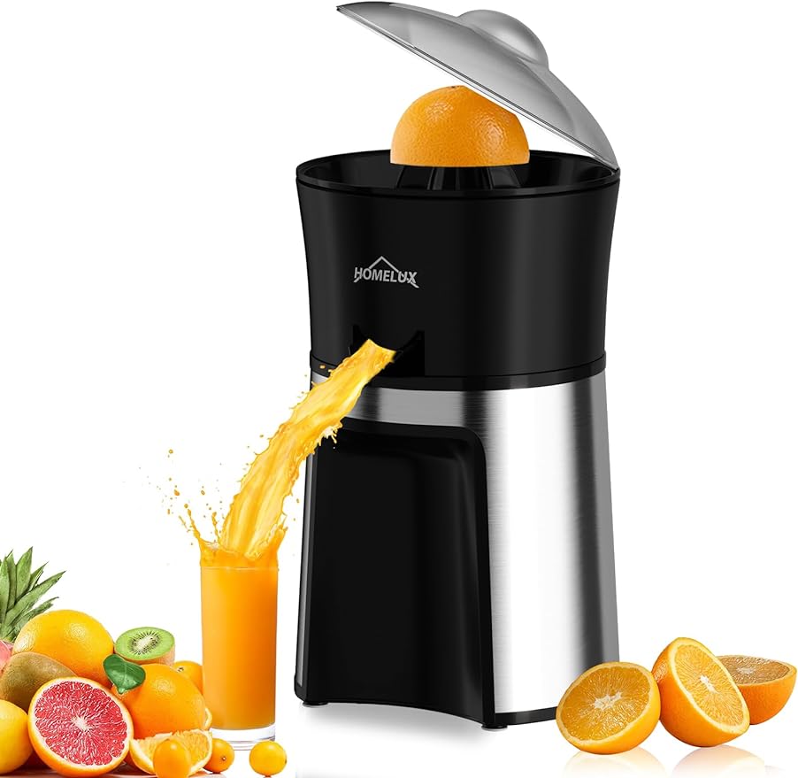 Homelux Electric Citrus Press 500ml: Juicer with 2 cones, adjustable pulp, 45W, orange press, high juicing rate 