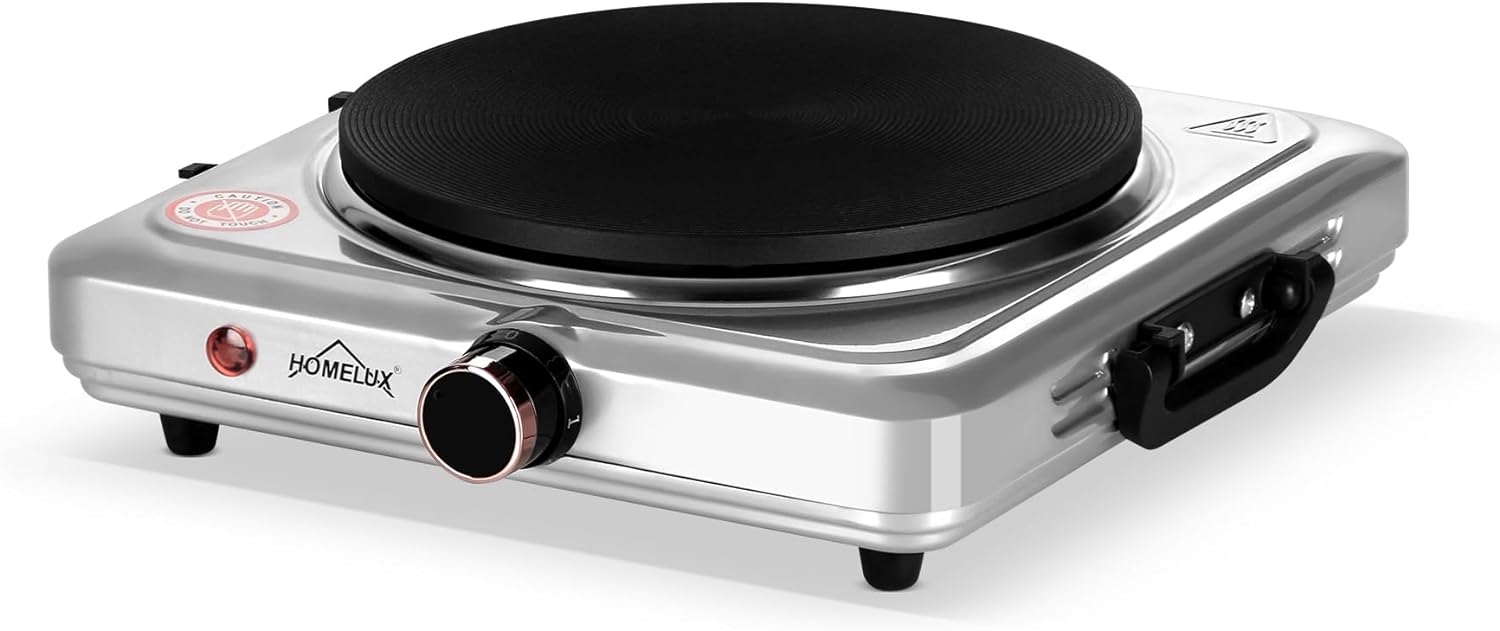 Homelux hotplate 1500W stove top, individually adjustable 5 heating levels, stainless steel hob for kitchen, office or camping 