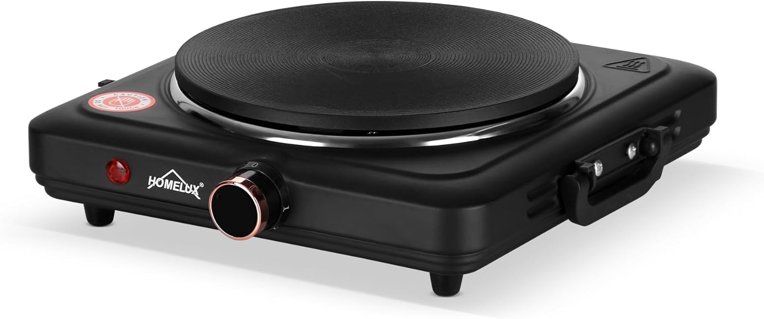 Homelux hotplate 1500W stove top, individually adjustable 5 heating levels, stainless steel hob for kitchen, office or camping 