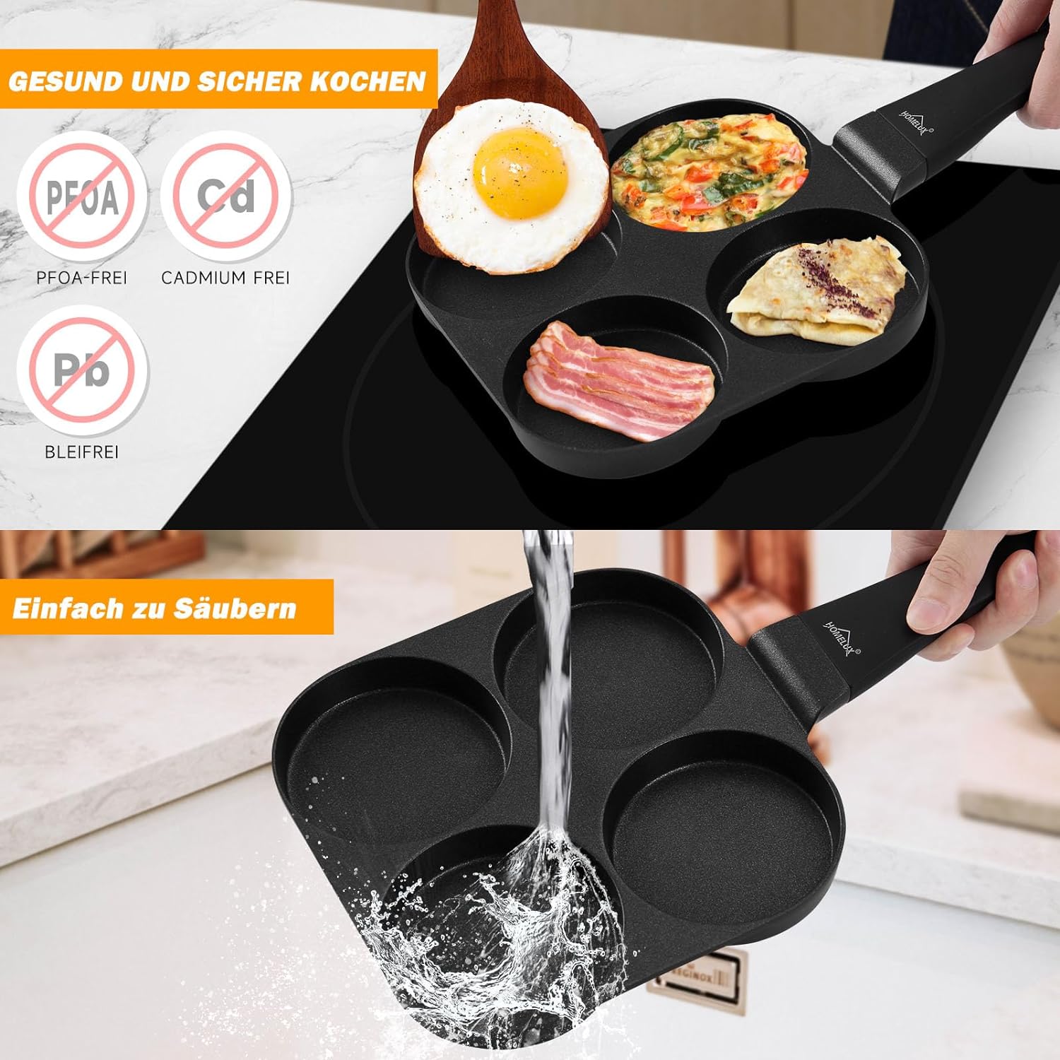 HOMELUX pancake pan 19CM, cast aluminum coating, for all types of stoves including induction. Perfect for fried eggs and pancakes 