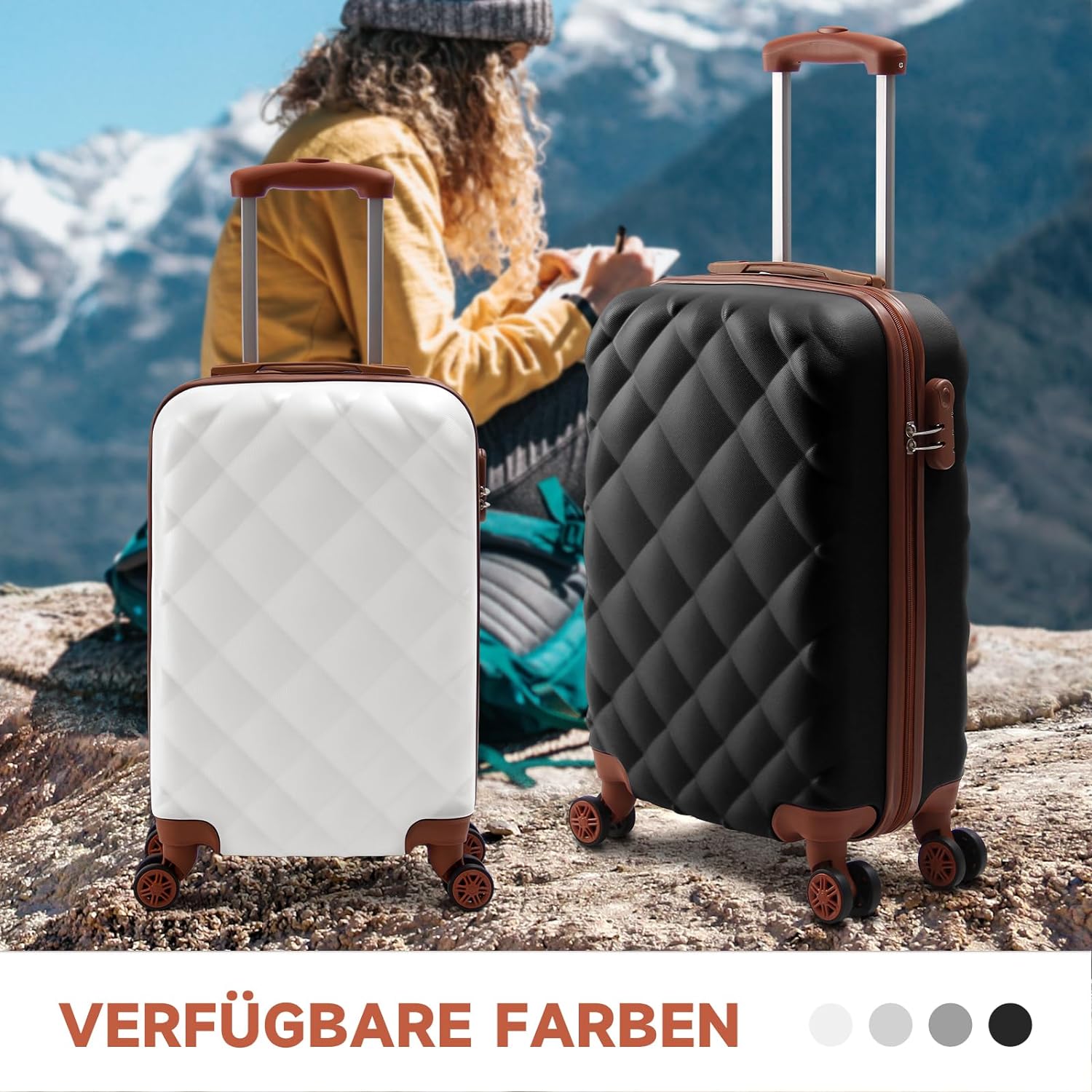 3 Teilig Reisekoffer Kofferset HOMELUX Hartschale ABS Leicht Trolley Rollkoffer Hartschalenkoffer Set - M-L-XL set