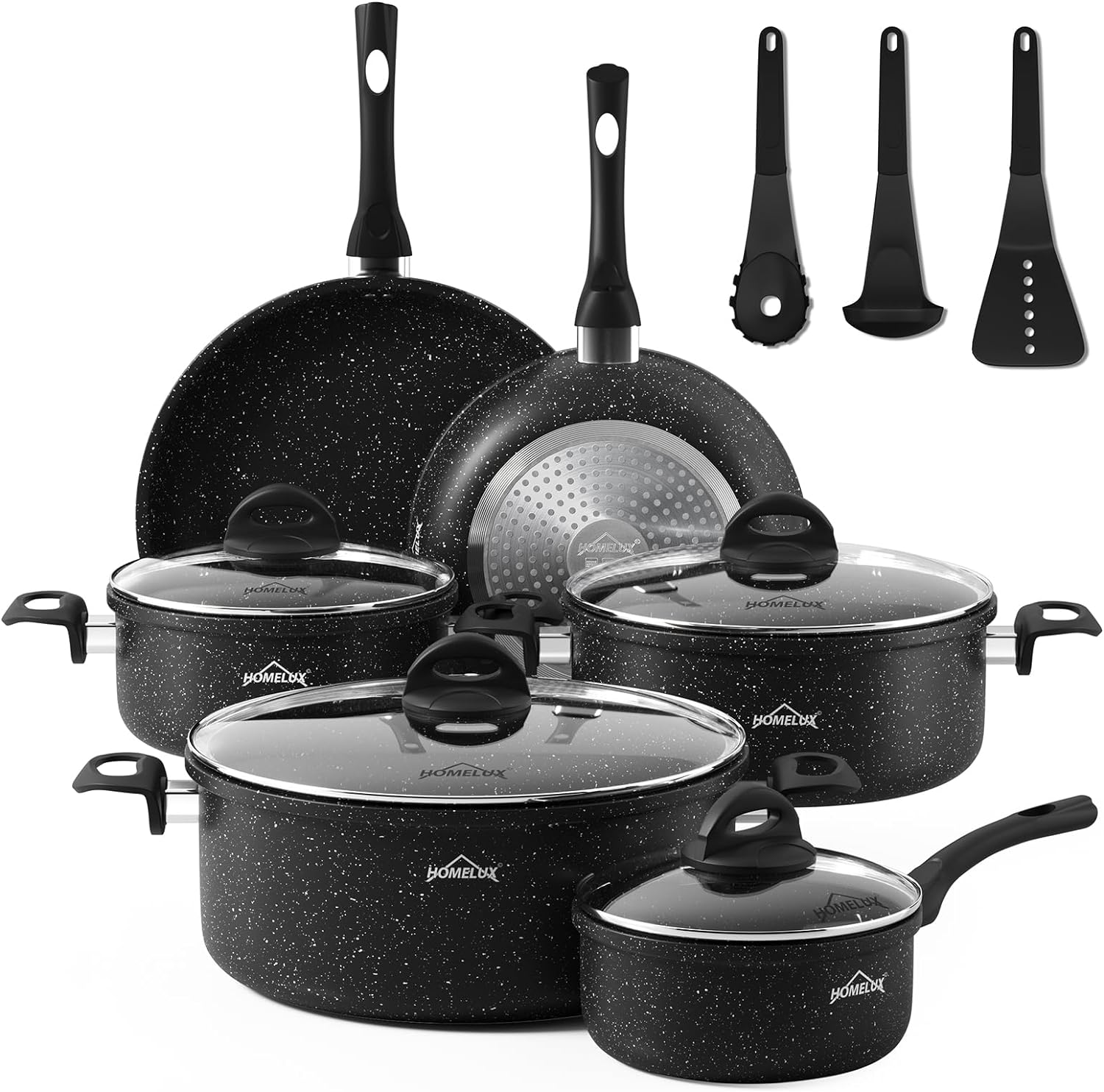 Pot set 13pcs induction pots non-stick coating set HOMELUX cast aluminum cooking pot set with lid