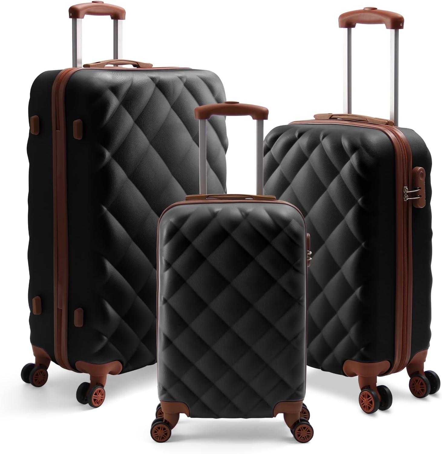 HOMELUX suitcase set 3 pieces hard shell travel suitcase ABS lightweight trolley