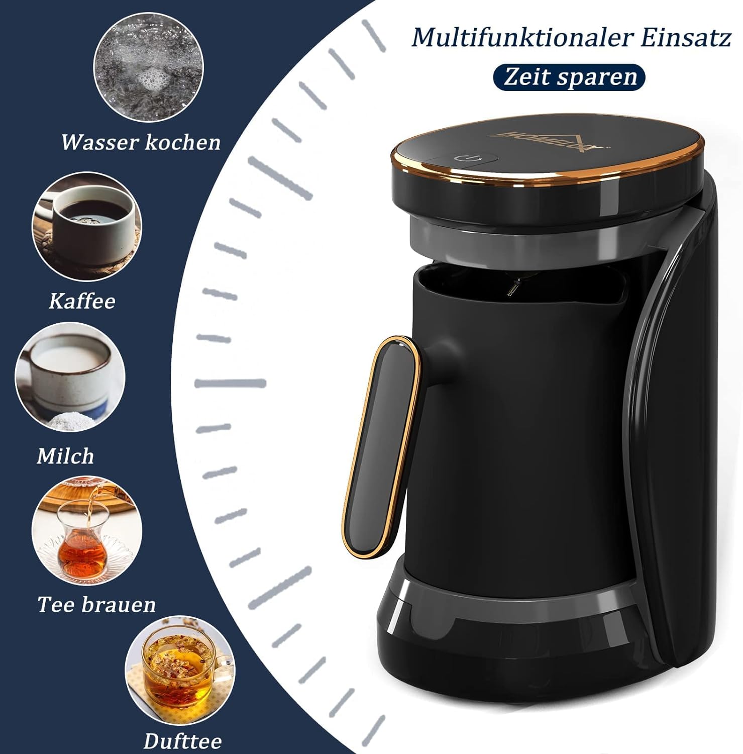 HOMELUX 400ML Turkish Coffee Maker, 500W, Electric Coffee Maker, with Measuring Spoon, Office &amp; Home, One-Touch Control 