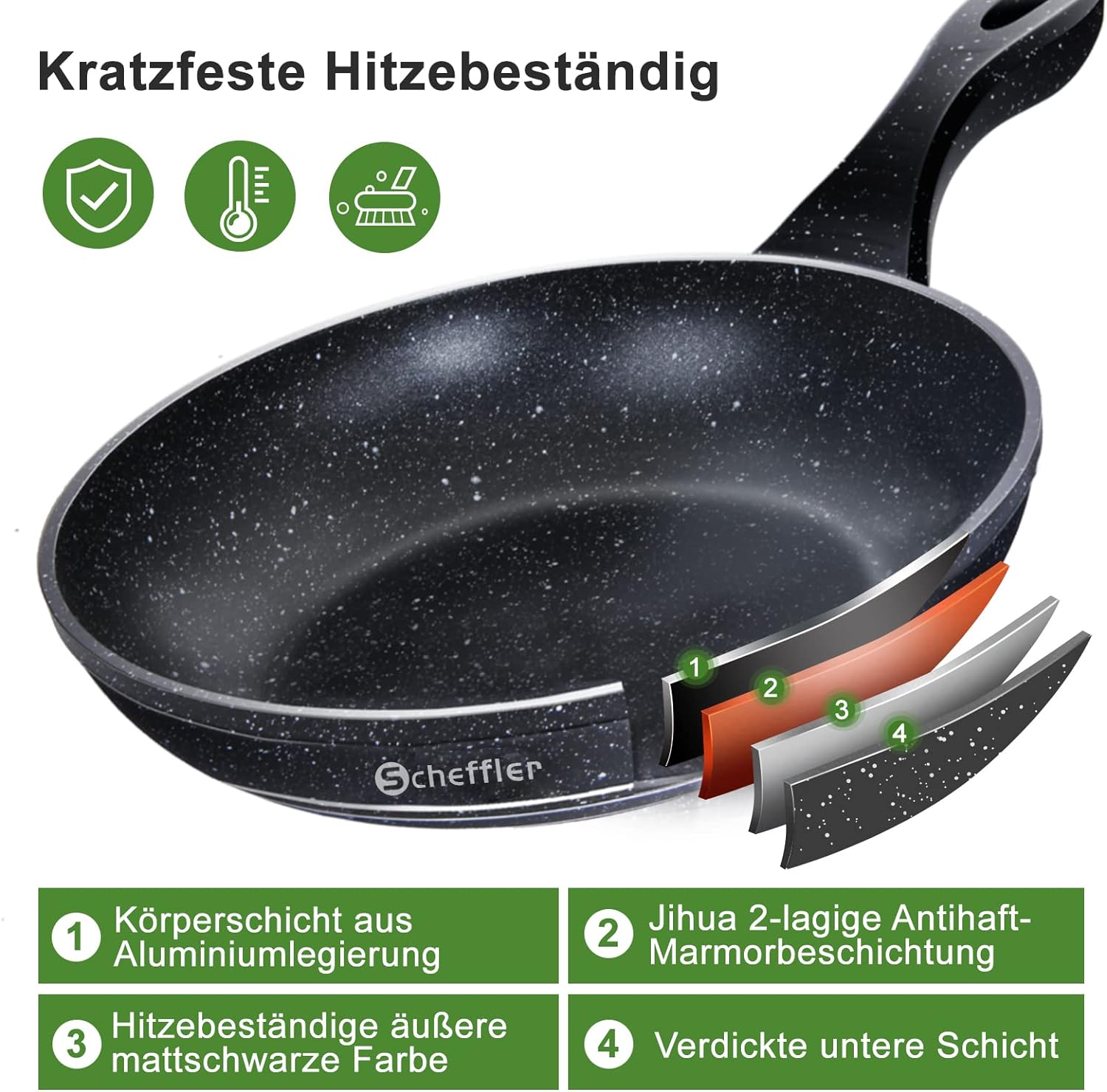 Pan 24cm frying pan, pan induction, coated pan with non-stick coating, suitable for all types of stoves (24cm