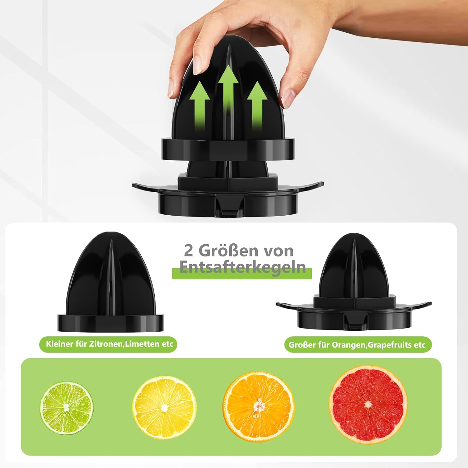 Homelux Elektrische Zitruspresse 500ml: Entsafter mit 2 Kegeln, einstellbares Fruchtfleisch, 45W, Orangenpresse, Hohe Entsaftungsrate