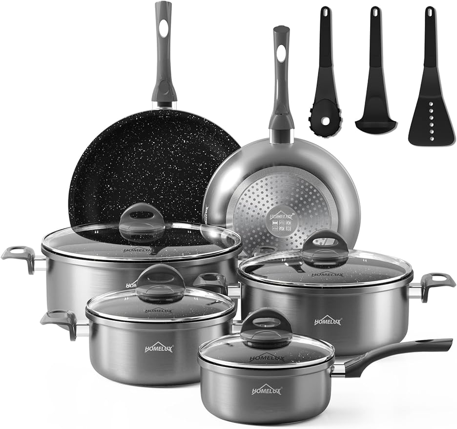 Pot set, HOMELUX pot set induction 7 pieces, induction pots set, cooking pot set, suitable for induction 