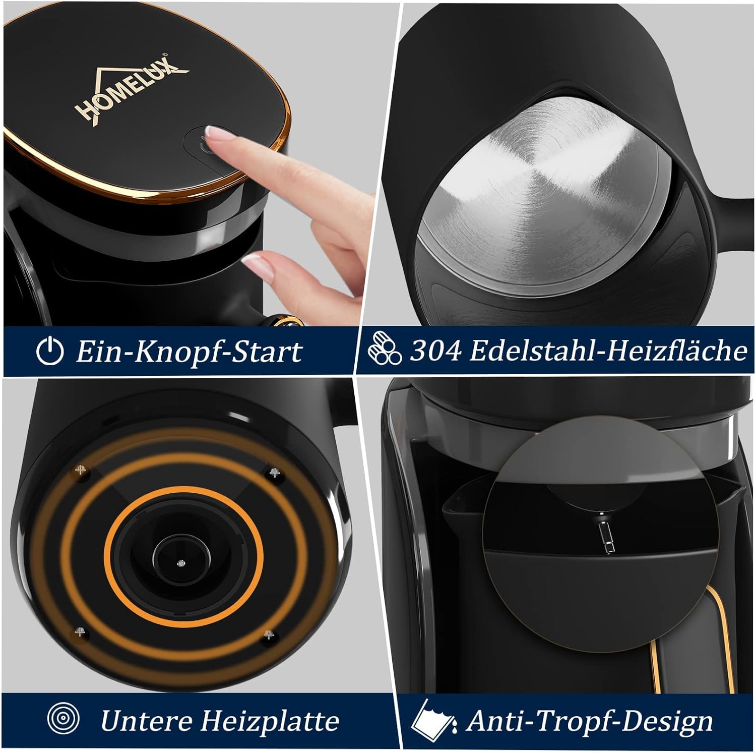 HOMELUX 400ML Turkish Coffee Maker, 500W, Electric Coffee Maker, with Measuring Spoon, Office &amp; Home, One-Touch Control 