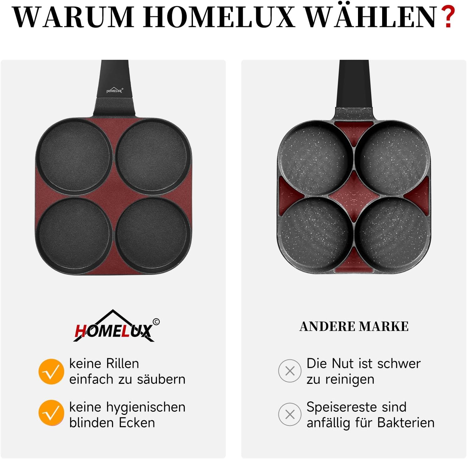 HOMELUX pancake pan 19CM, cast aluminum coating, for all types of stoves including induction. Perfect for fried eggs and pancakes 