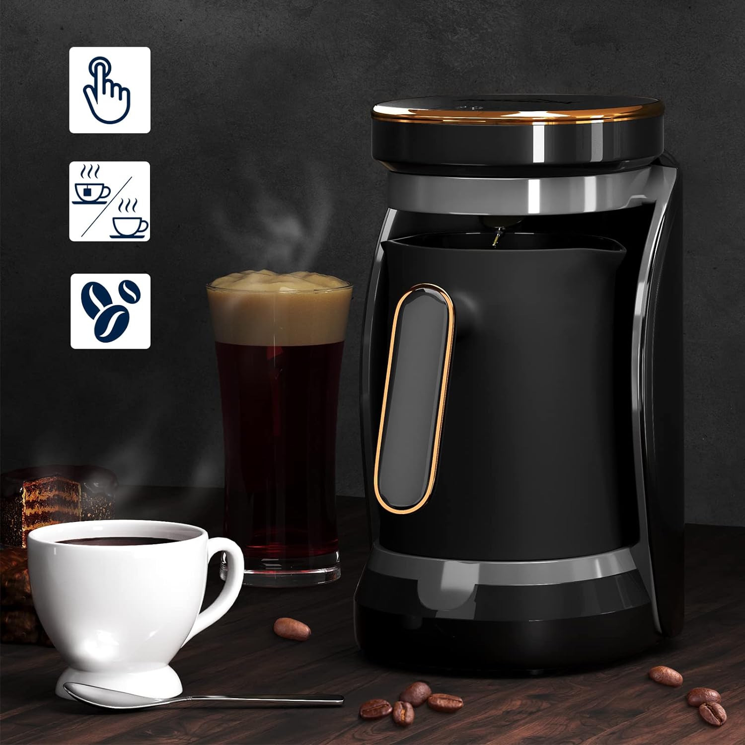 HOMELUX 400ML Turkish Coffee Maker, 500W, Electric Coffee Maker, with Measuring Spoon, Office &amp; Home, One-Touch Control 