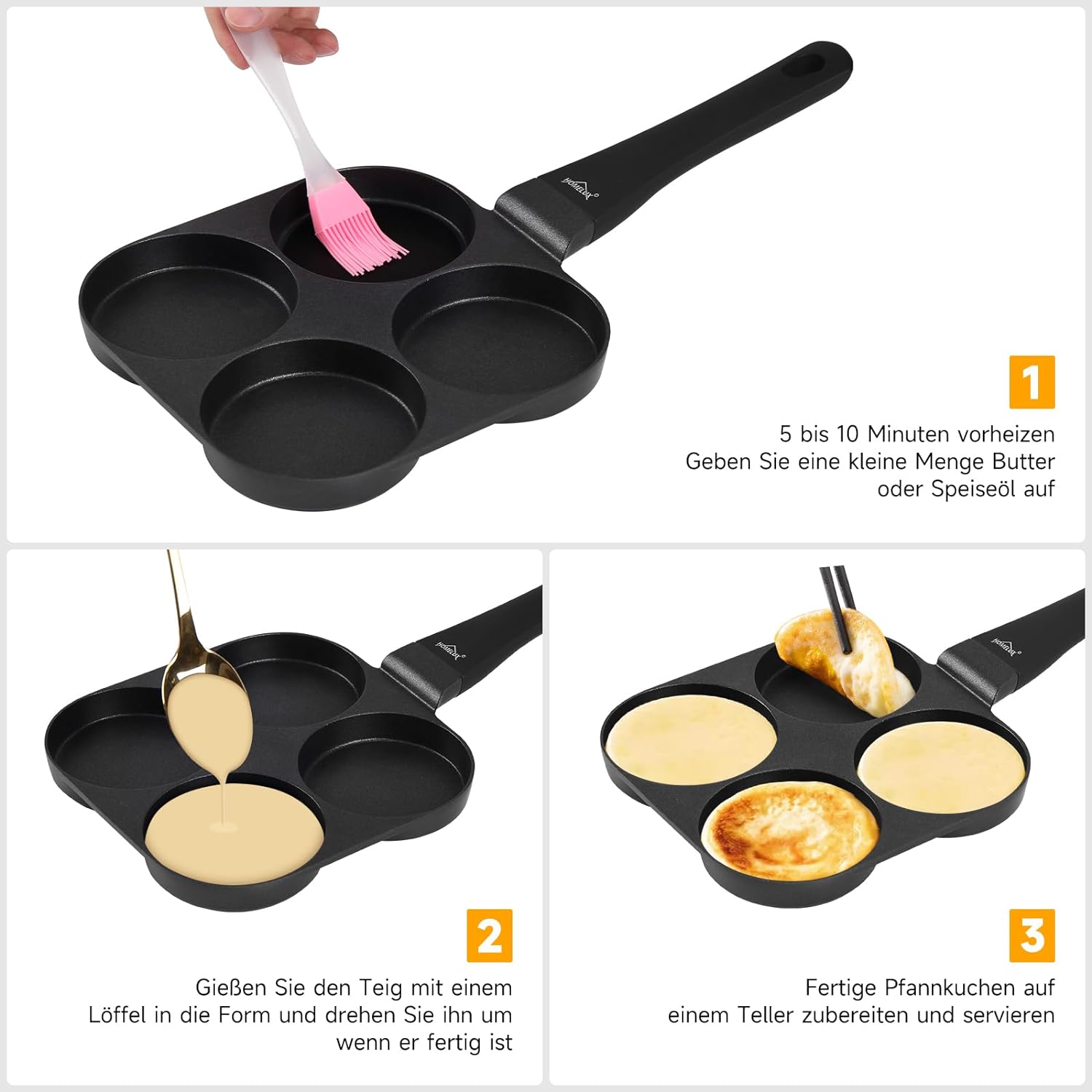 HOMELUX pancake pan 19CM, cast aluminum coating, for all types of stoves including induction. Perfect for fried eggs and pancakes 