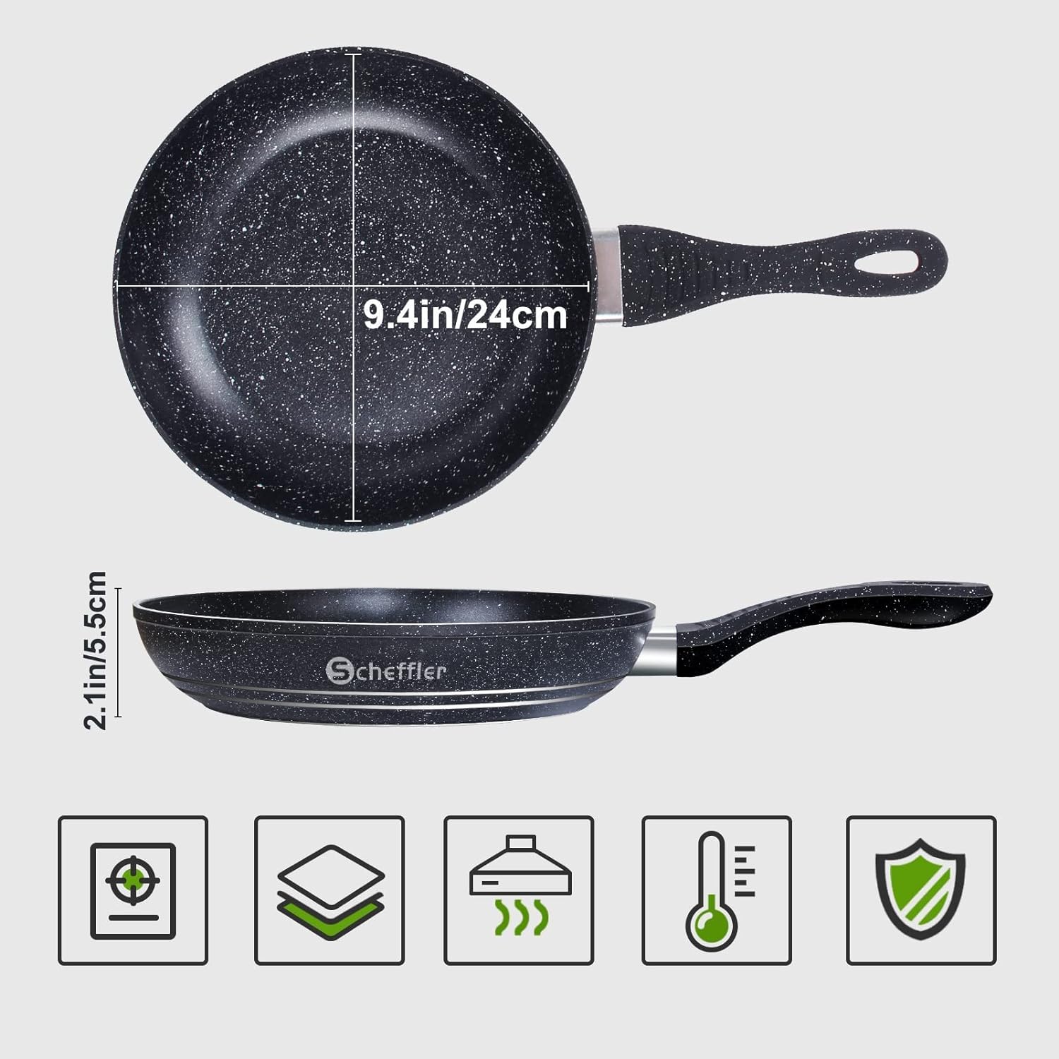 Pan 24cm frying pan, pan induction, coated pan with non-stick coating, suitable for all types of stoves (24cm