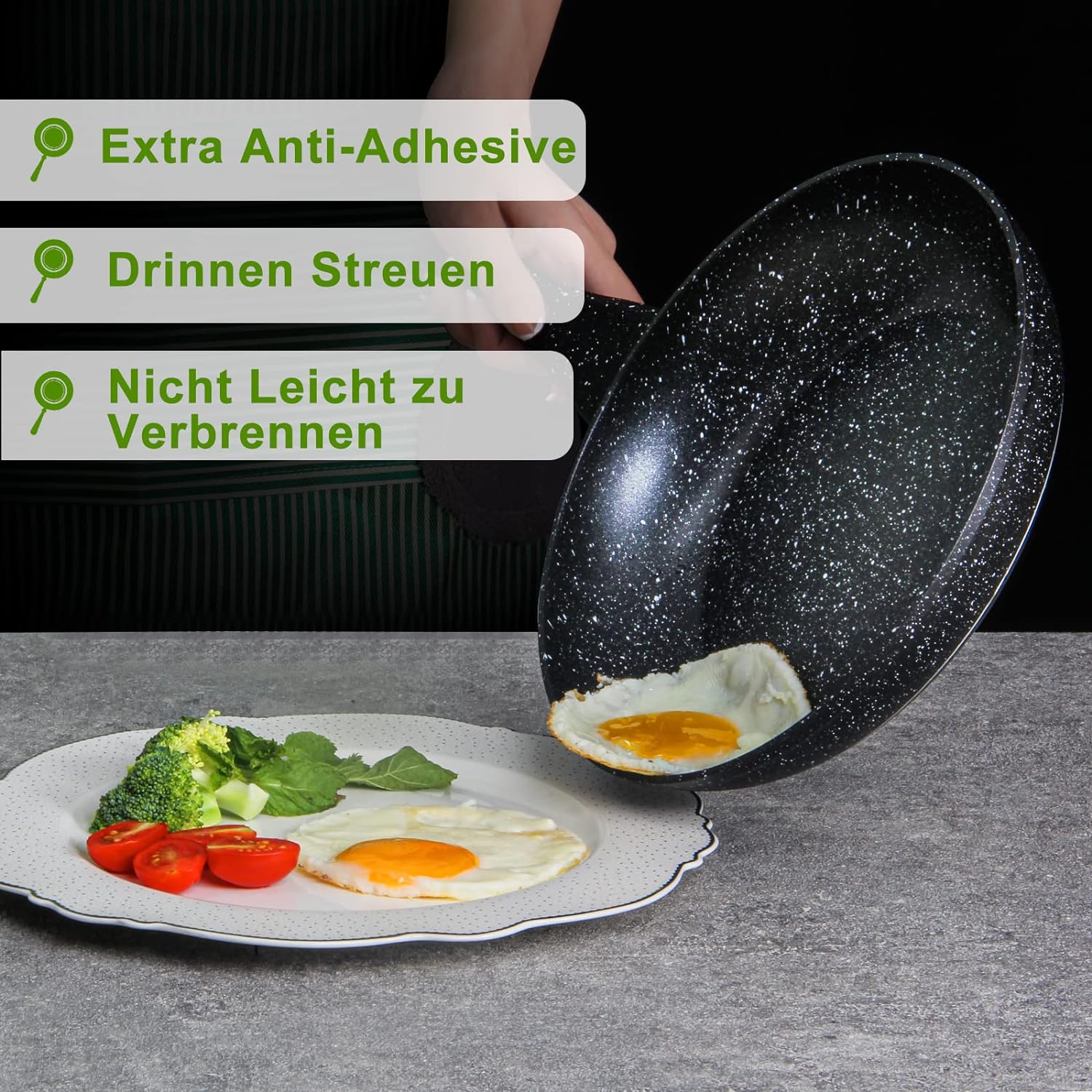 Pan 24cm frying pan, pan induction, coated pan with non-stick coating, suitable for all types of stoves (24cm