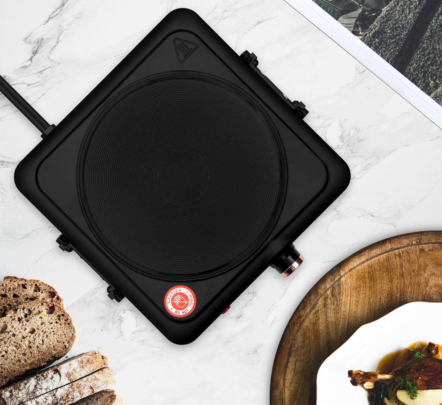 Homelux hotplate 1500W stove top, individually adjustable 5 heating levels, stainless steel hob for kitchen, office or camping 