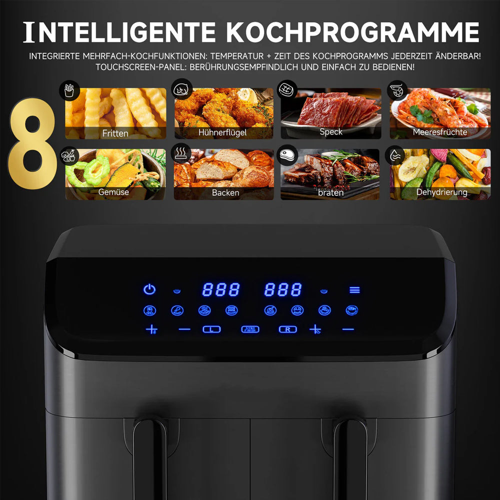 Heißluftfritteuse 2 kammern 9L Airfryer 8 Programme Dual Cook & Sync Finish