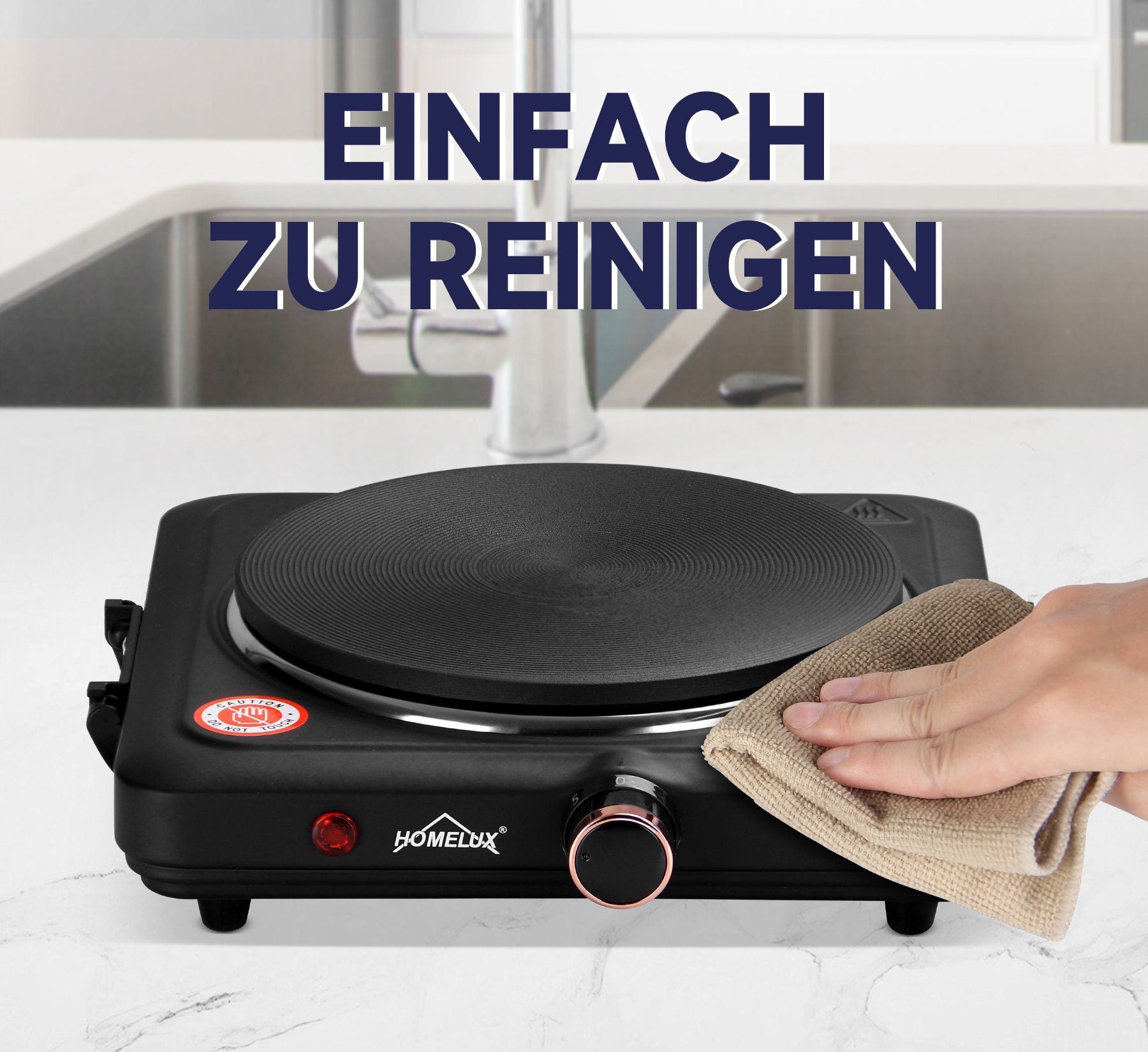 HOMELUX Kochplatte Einzelkochplatte Kochplatte 1000/1500W Herdplatte, Einzeln Regelbare 5 Heizstufen