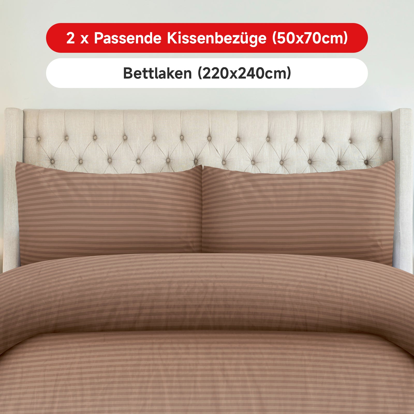 Bettwäsche Sets 220x240 4pcs Bettbezüge 200 x 220 1er Set 50x70 2er Kissenbezüge Braun