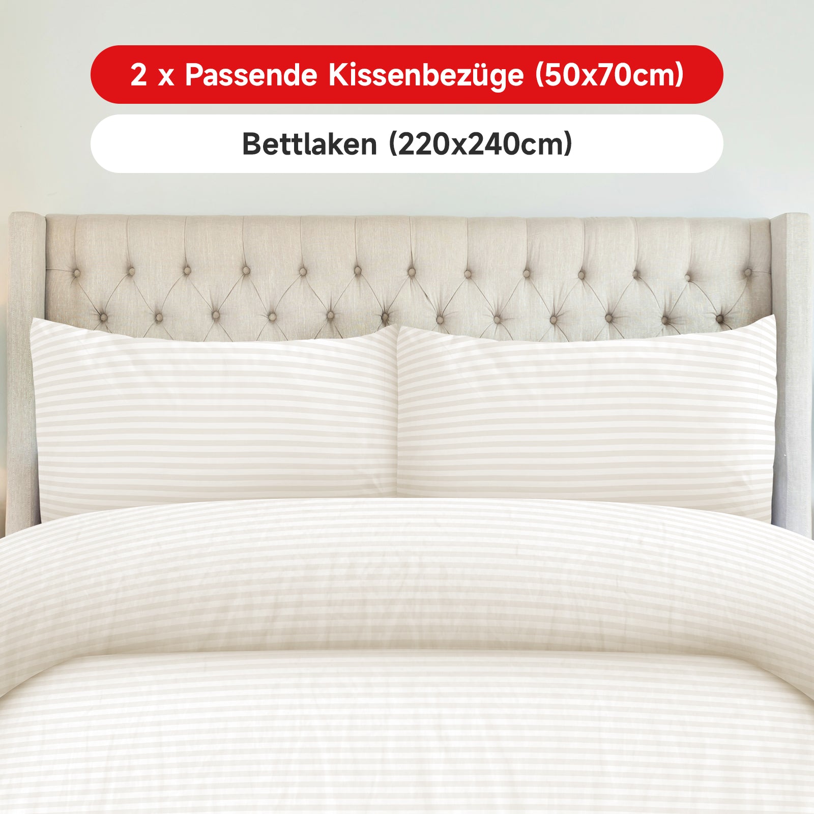 Bettwäsche Sets 220x240 4pcs Bettbezüge 200 x 220 1er Set 50x70 2er Kissenbezüge Beige