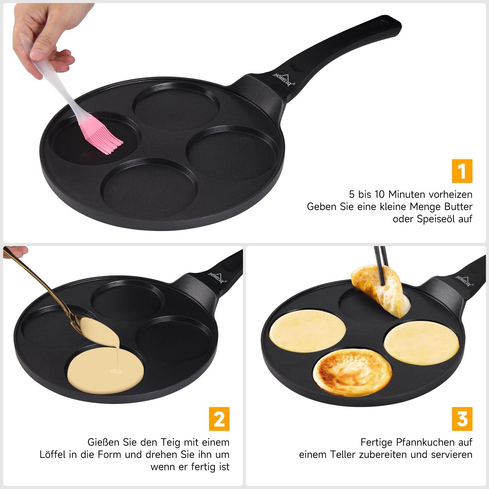 HOMELUX Crêpepfanne Pancake Pfanne Spiegeleipfanne 26cm mit Beschichtung