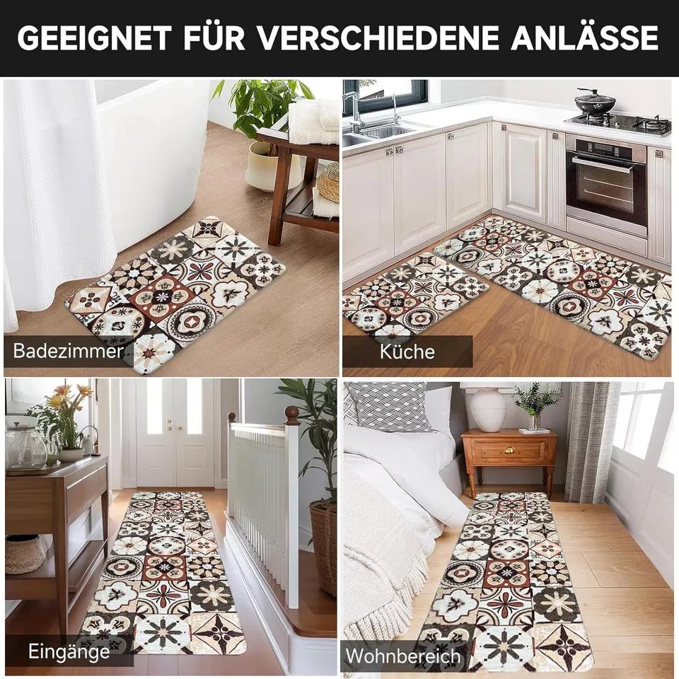 Badteppich rutschfeste 2 Teilig Badematte Badezimmer Badeteppiche Badvorleger