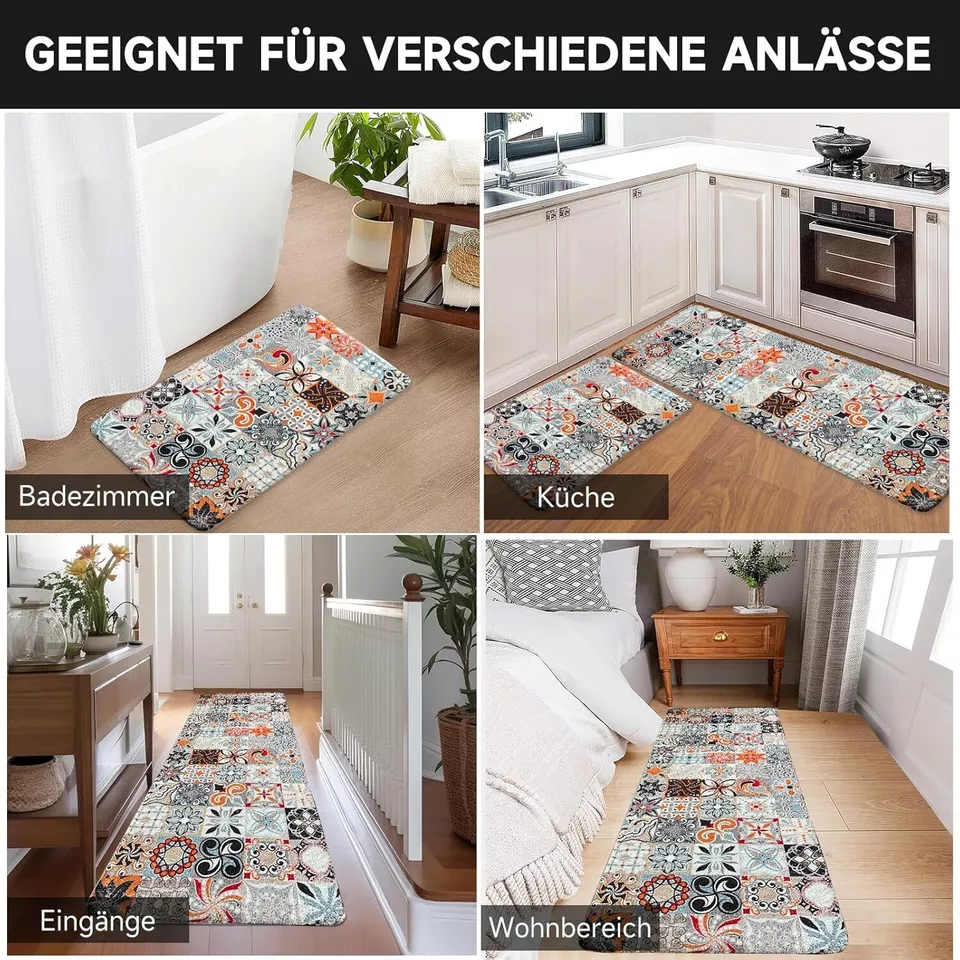 Badteppich rutschfeste 2 Teilig Badematte Badezimmer Badeteppiche Badvorleger