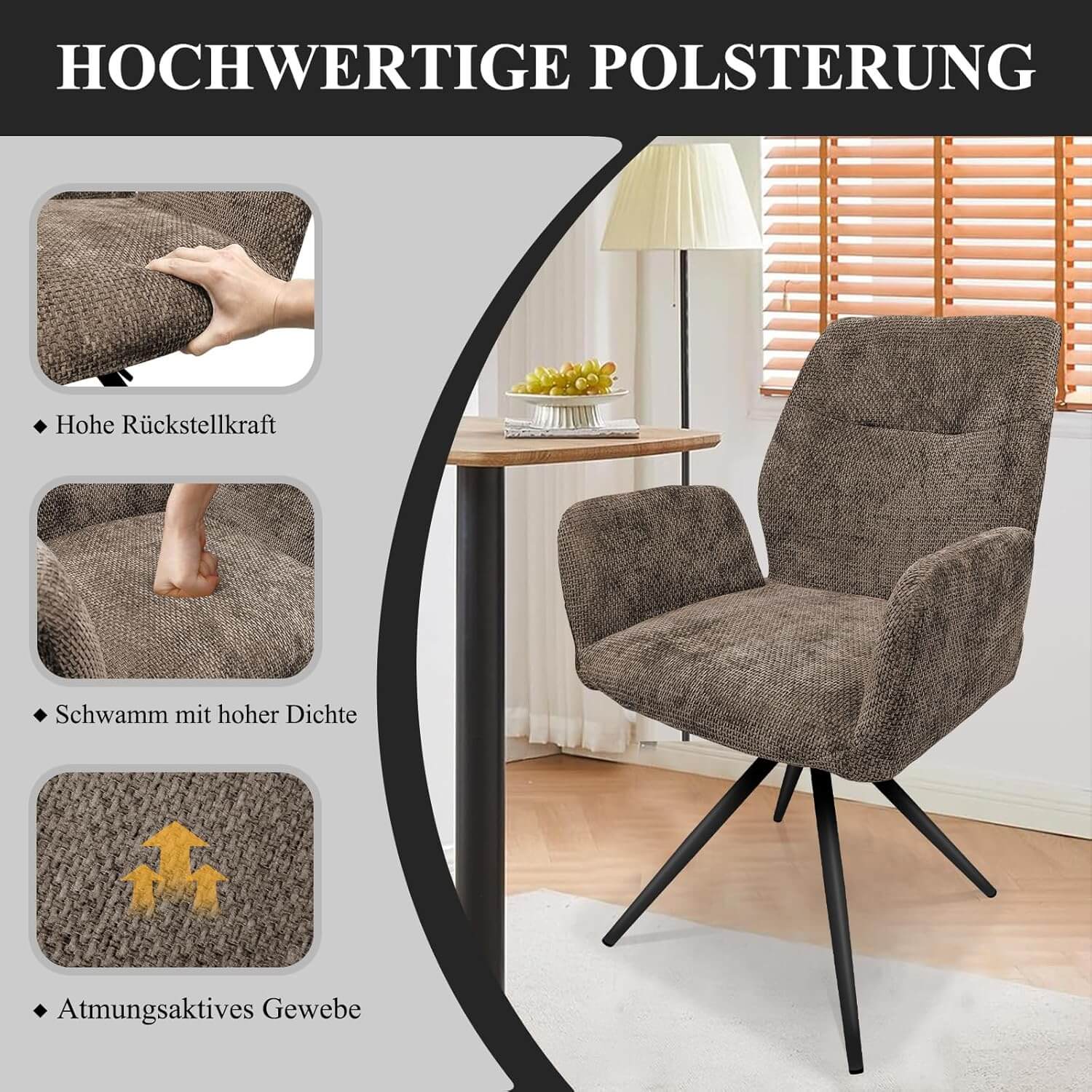 Belastbare Polsterstühle mit 60 cm Sitzbreite