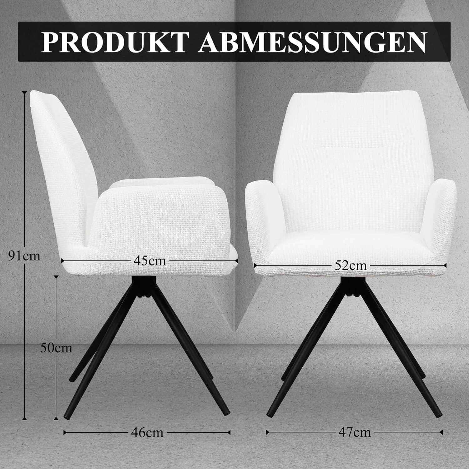 Esszimmerstühle mit 360°-Rotation und schmalem Profil