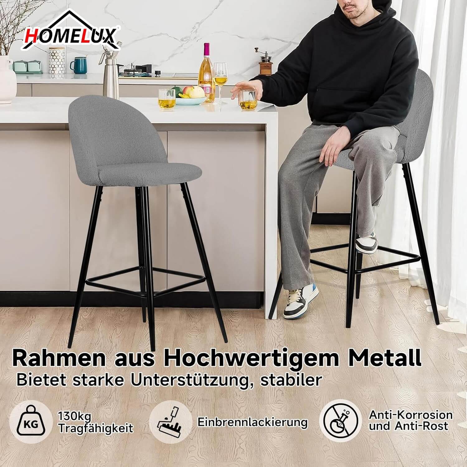 HOMELUX Barstuhl – pflegeleicht & langlebig