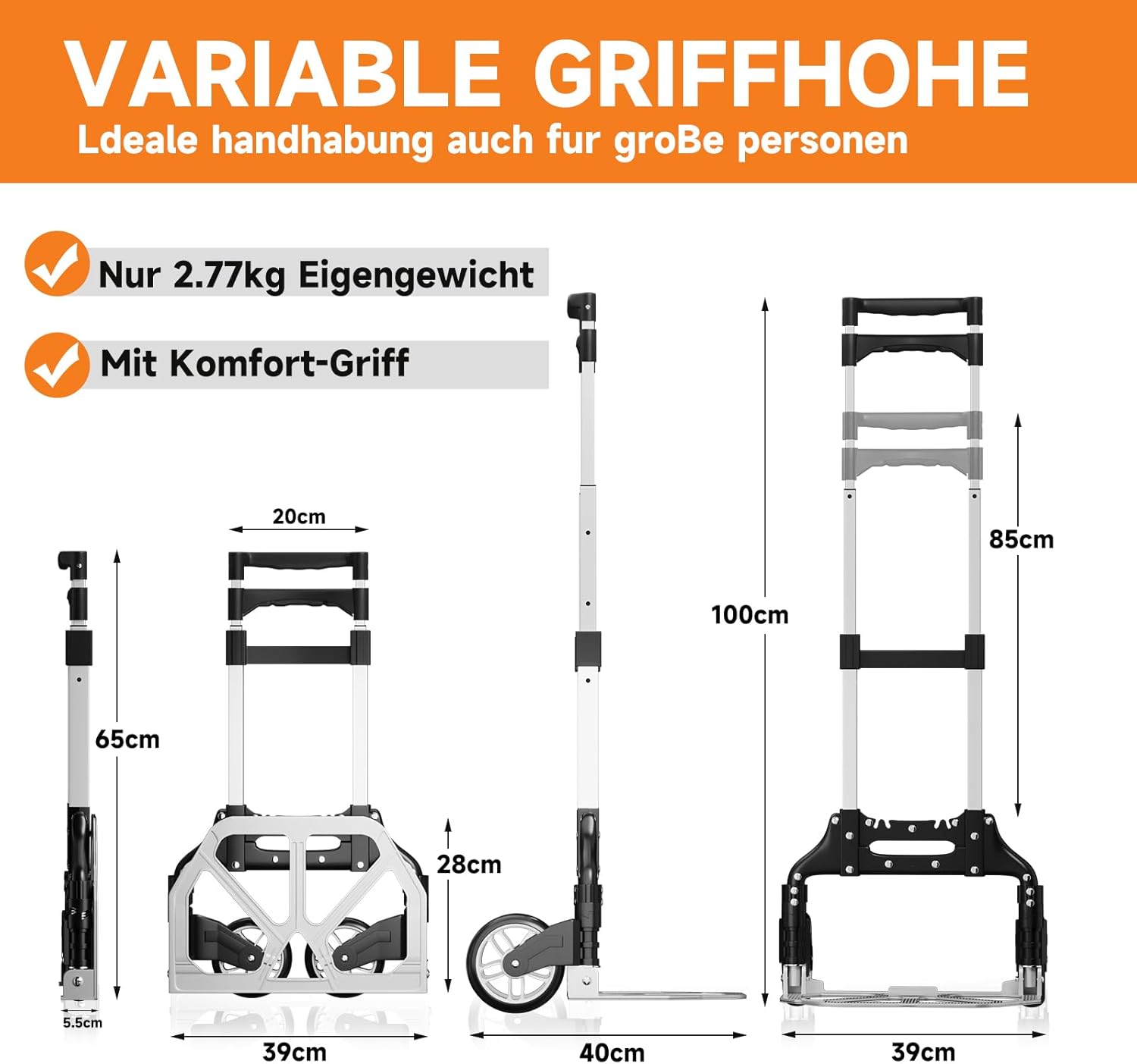 75kg Karre: Homelux, klappbar, verstellbar