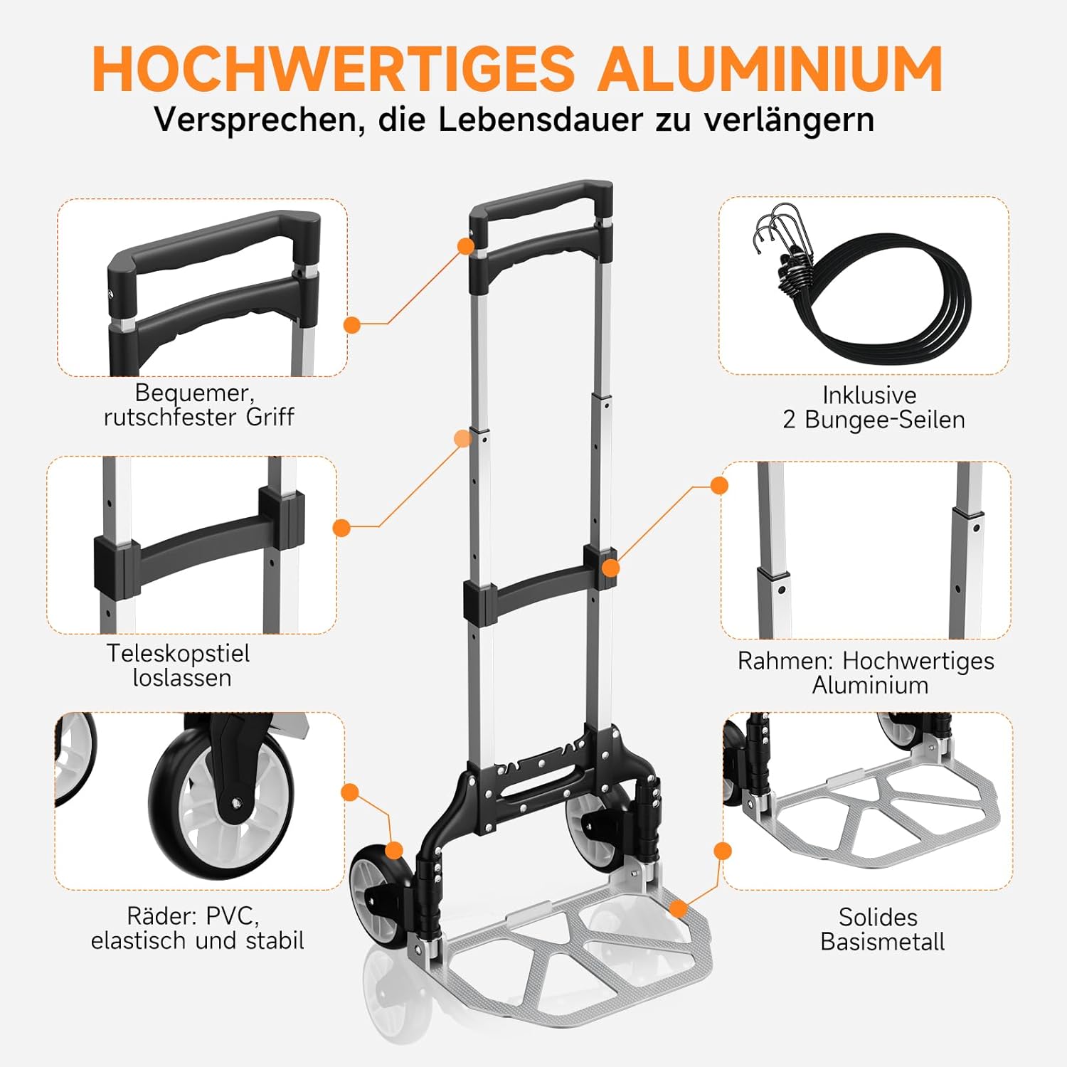 Homelux: 75kg Sackkarren, verstellbar, Griff