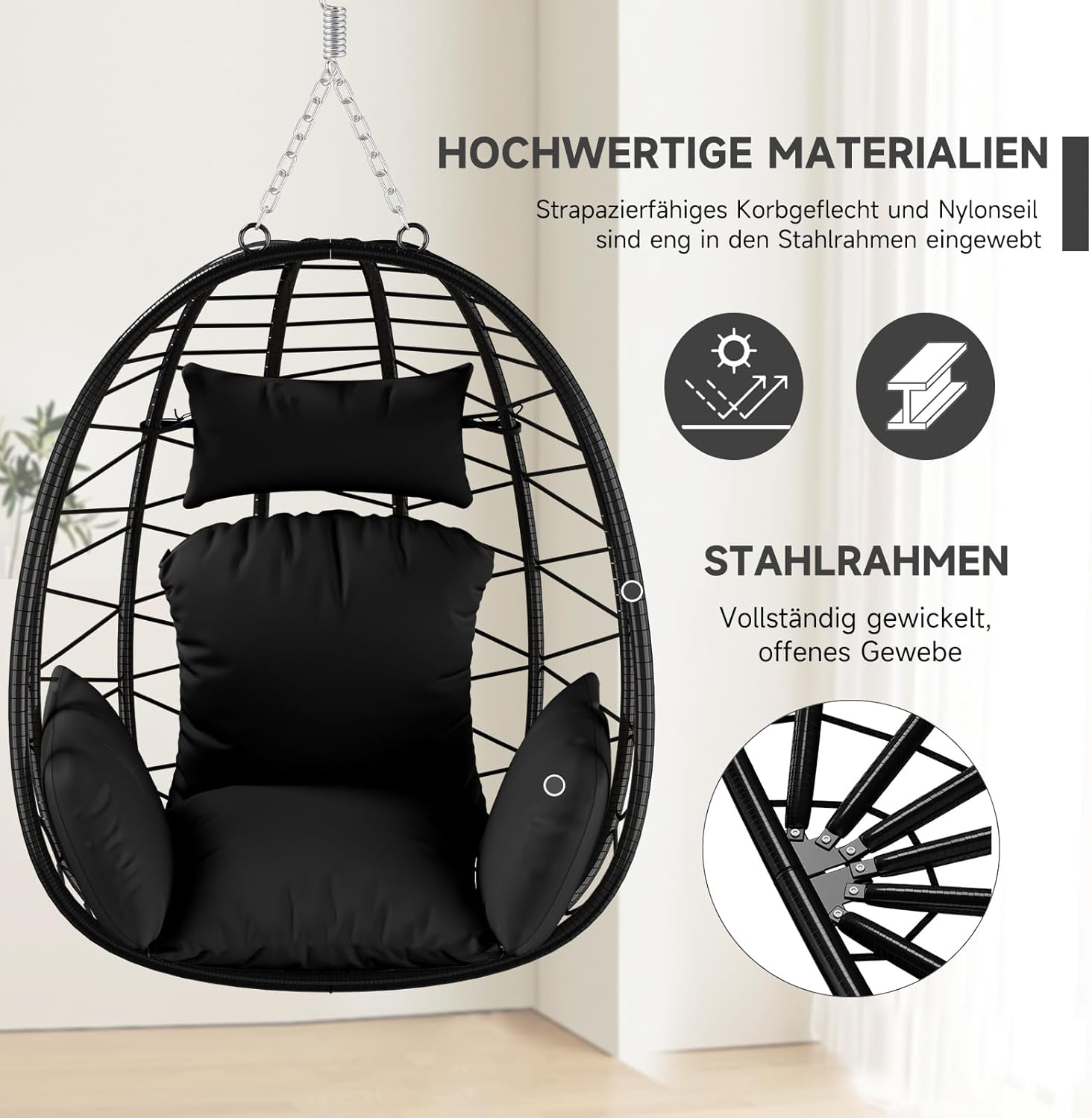 HOMELUX Hängesessel Kissen, Polster, Swing Chair Kissen, Ersatzkissen, Auflage für Polyrattan/Rattan Hängeschaukel