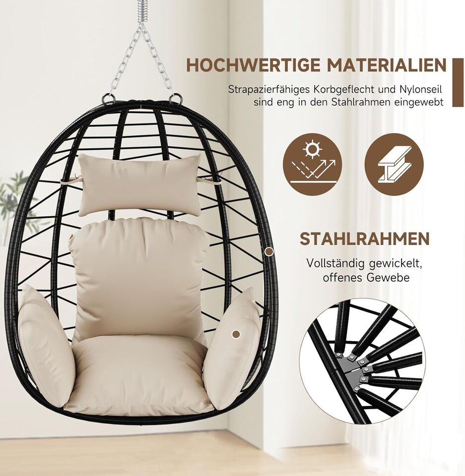 HOMELUX Hängesessel Kissen, Polster, Swing Chair Kissen, Ersatzkissen, Auflage für Polyrattan/Rattan Hängeschaukel