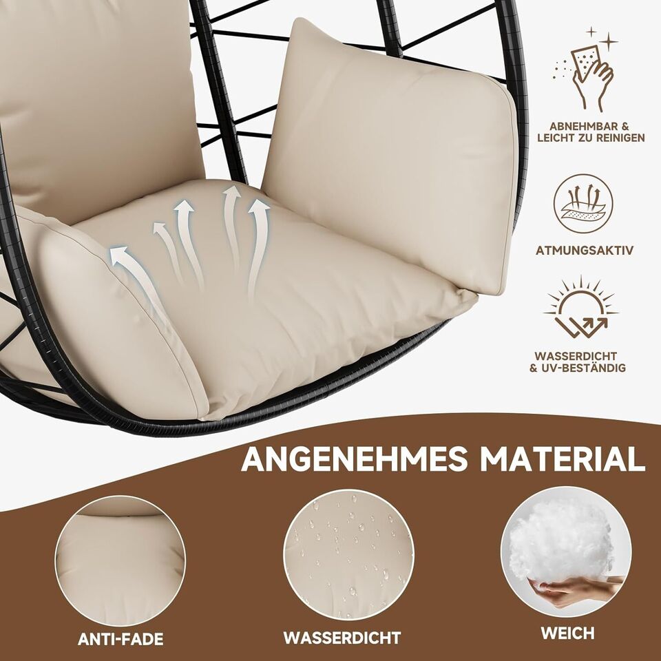 HOMELUX Hängesessel Kissen, Polster, Swing Chair Kissen, Ersatzkissen, Auflage für Polyrattan/Rattan Hängeschaukel