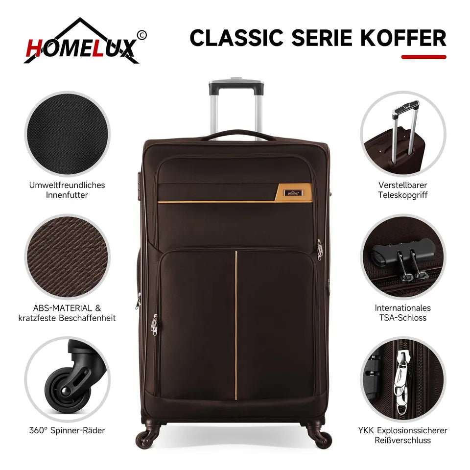 HOMELUX Kofferset 4 Teilig Reisekoffer Koffer Trolley Rollkoffer Set-S-M-L-XL