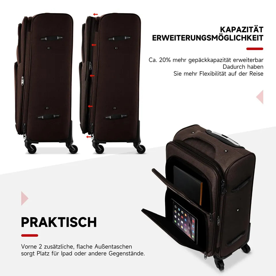 HOMELUX Kofferset 4 Teilig Reisekoffer Koffer Trolley Rollkoffer Set-S-M-L-XL