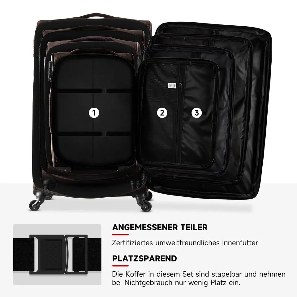 HOMELUX Kofferset 4 Teilig Reisekoffer Koffer Trolley Rollkoffer Set-S-M-L-XL