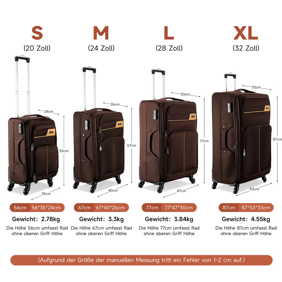 HOMELUX Kofferset 4 Teilig Reisekoffer Koffer Trolley Rollkoffer Set-S-M-L-XL