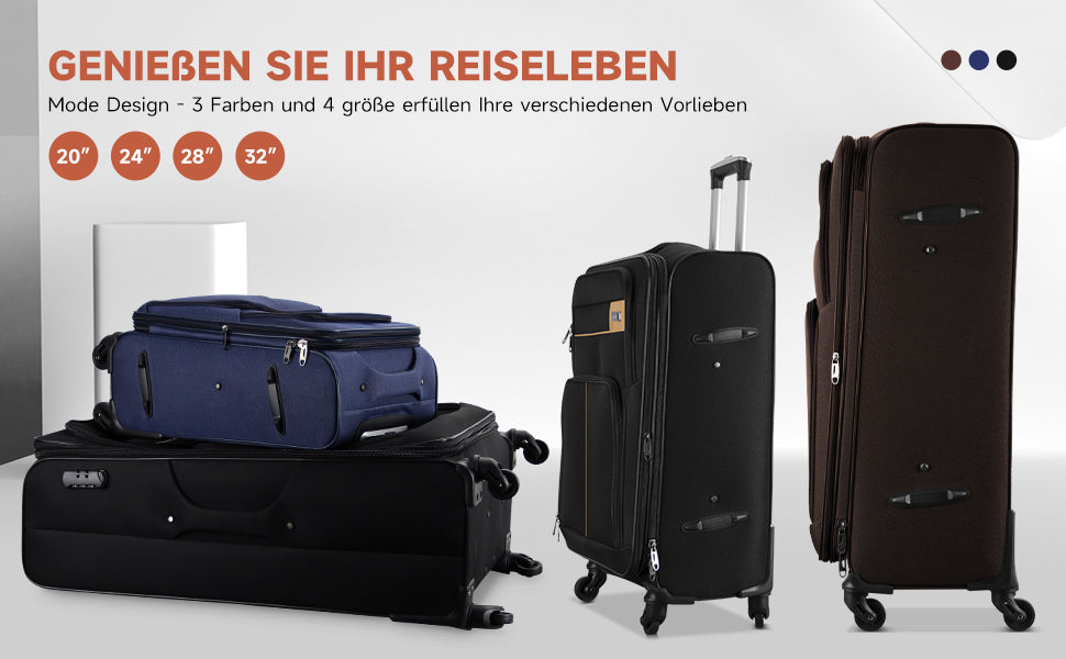 HOMELUX Kofferset 4 Teilig Reisekoffer Koffer Trolley Rollkoffer Set-S-M-L-XL