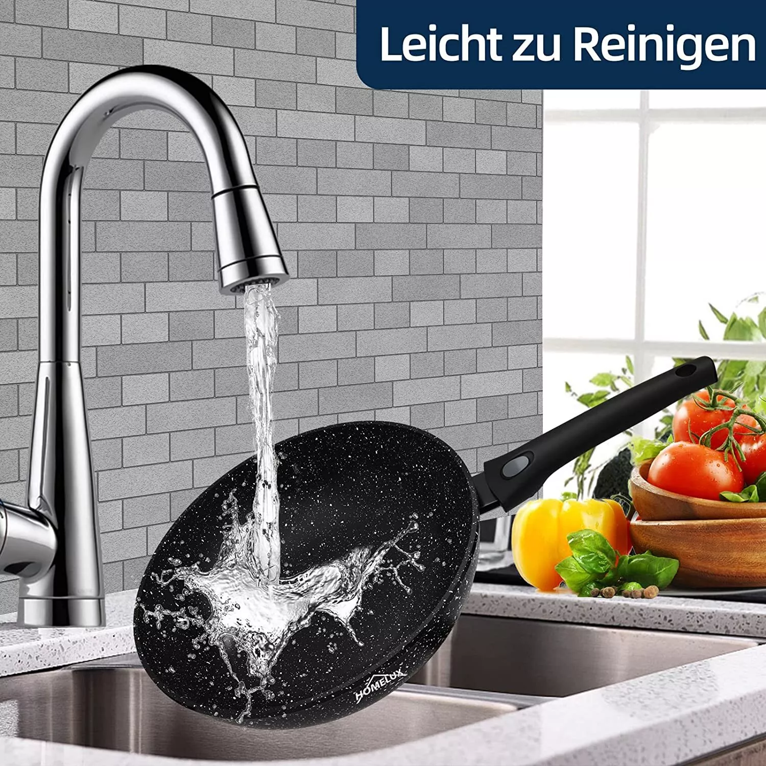 28cm HOMELUX Wokpfanne für Frühstück, Mittag- und Abendessen