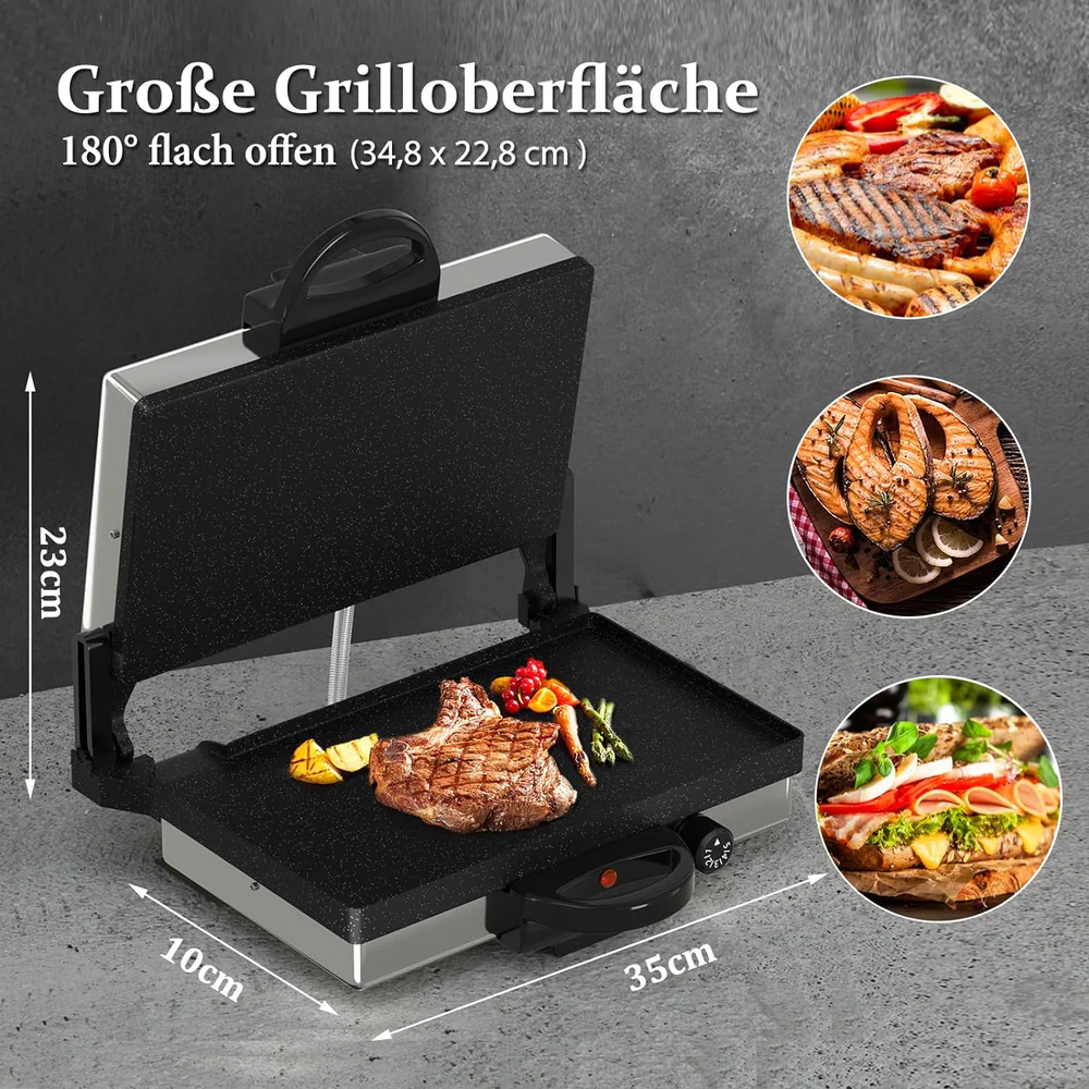 2000W Kontaktgrill: Multi-Grill & Brotmaschine, Edelstahl, Antihaft-Beschichtung