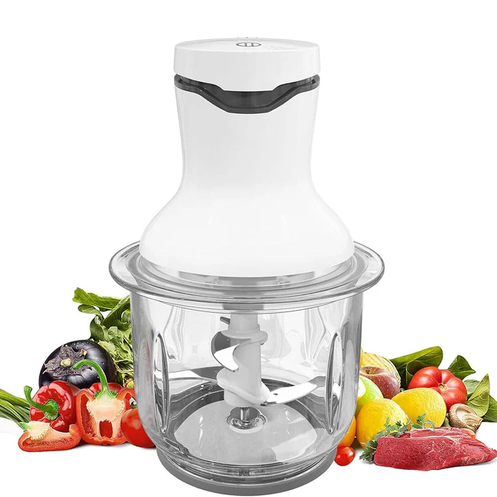 Multi Zerkleinerer Küche Elektrisch: Multifunktionaler Food Chopper mit 1.5L Glasbehälter, 300W, 4 Edelstahlmesser, 2 Geschwindigkeiten