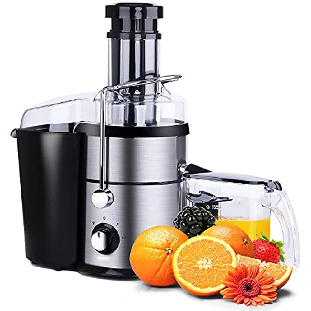 Juicer for fruit and vegetables, stainless steel juicer, centrifugal juicer 1000W juicer with 1L juice jug 73mm filling opening juicer electric 